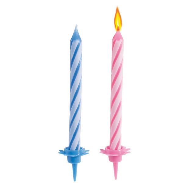 pink and blue candles