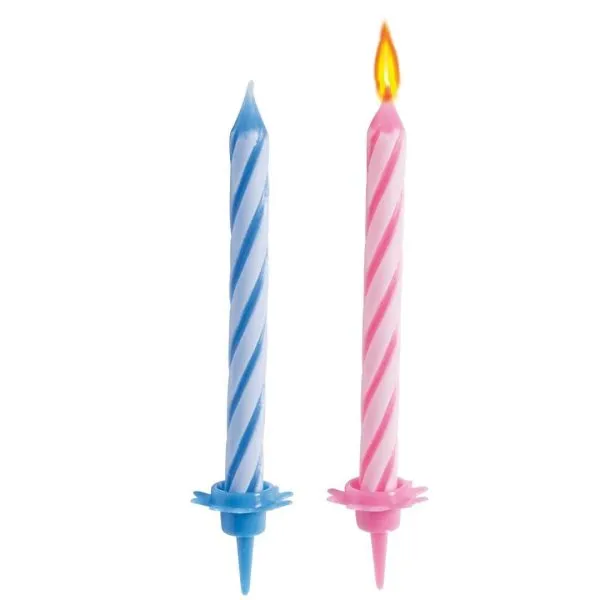 pink and blue candles
