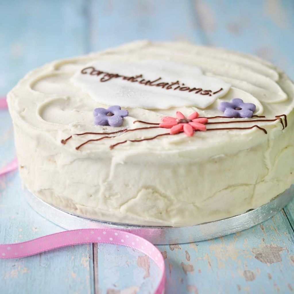 Vegan celebration cake. Wedding cake, birthday cake, anniversary cake or any other celebration. This egg and dairy free banana cake will fit the occassion every time.